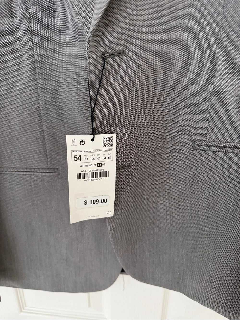 NWT! Zara Light Gray Two-Button Men's Blazer